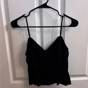 Express black linen peplum tank top spaghetti straps